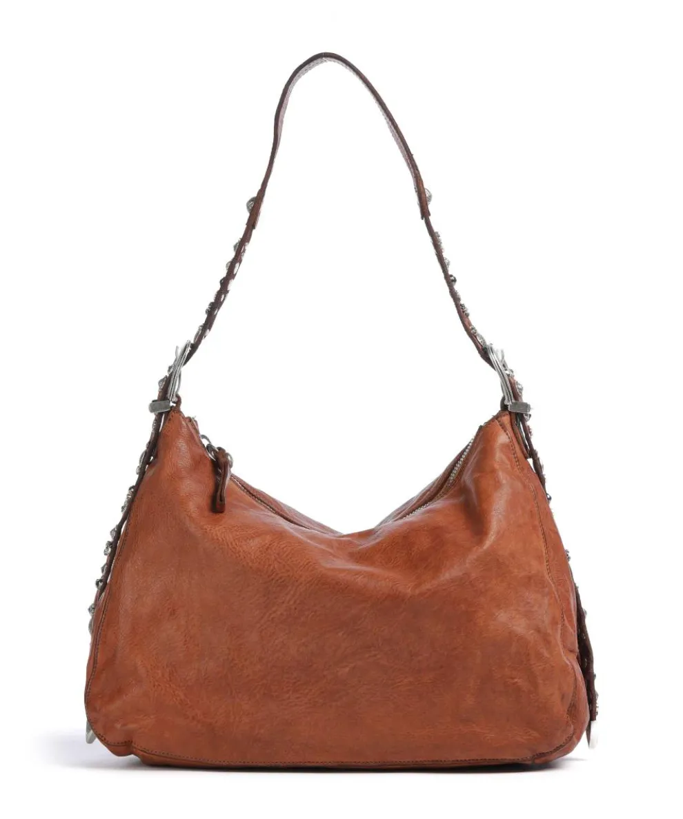 Hobo bag fine grain cow leather cognac