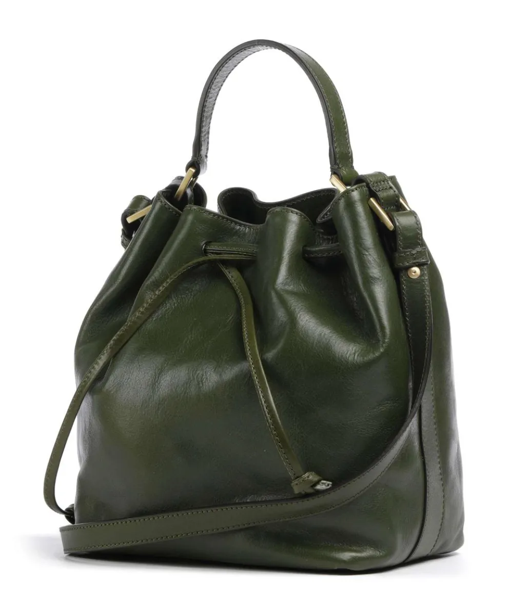 Story Donna Bucket bag fine grain cow leather dark green
