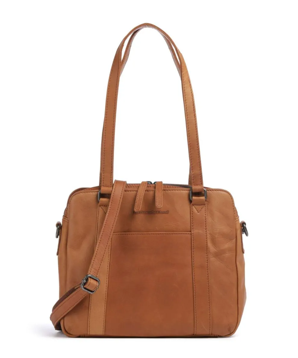 Cow Wax Pull Up Porlezza Shoulder bag 10″ pull-up cow leather cognac