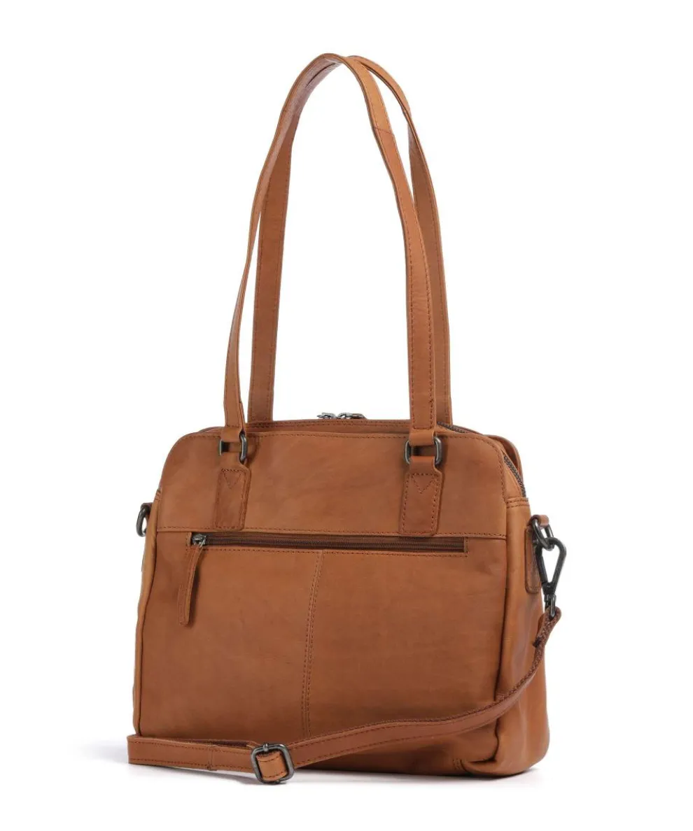 Cow Wax Pull Up Porlezza Shoulder bag 10″ pull-up cow leather cognac