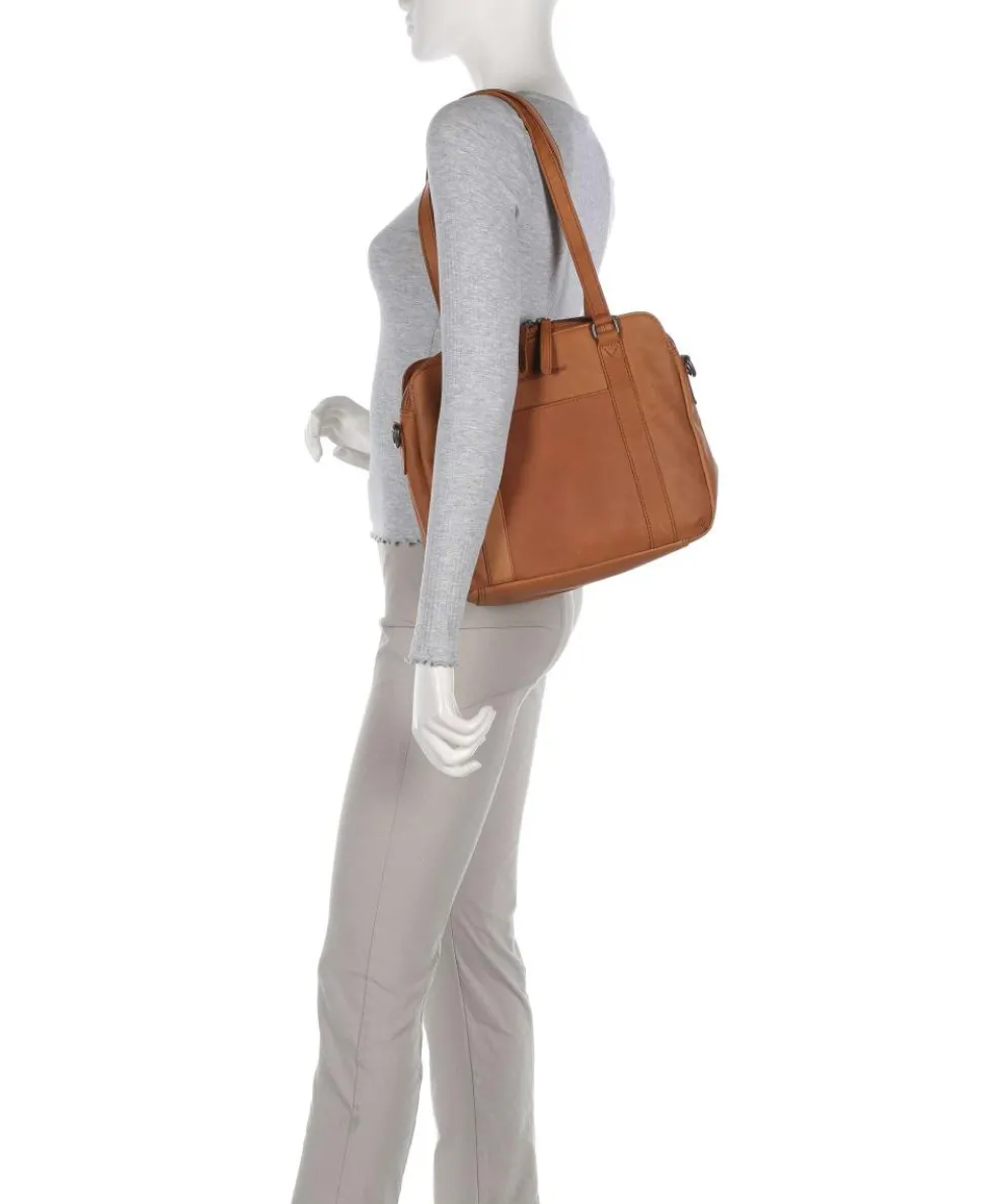 Cow Wax Pull Up Porlezza Shoulder bag 10″ pull-up cow leather cognac