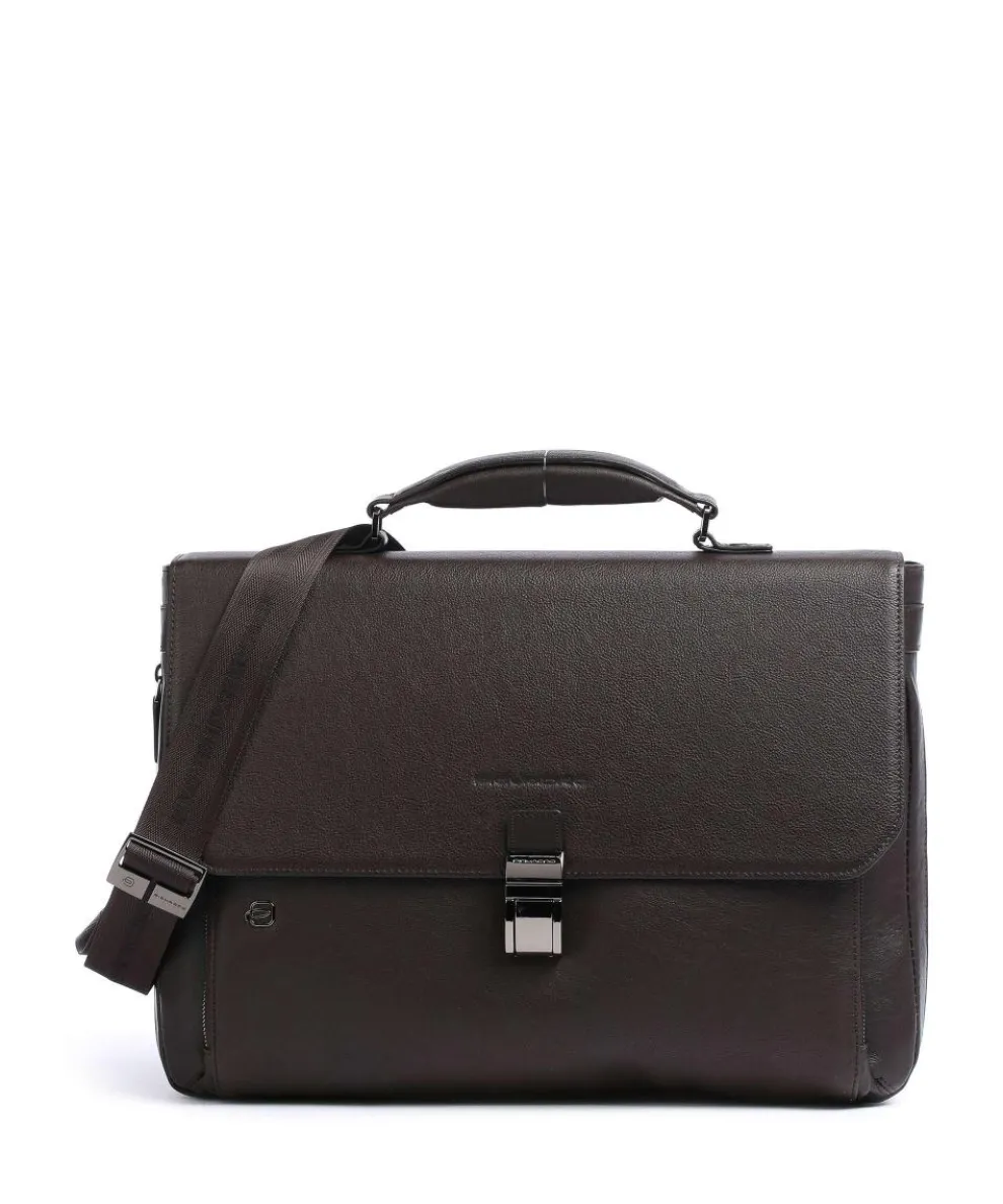 Black Square Briefcase 15″ leather dark brown