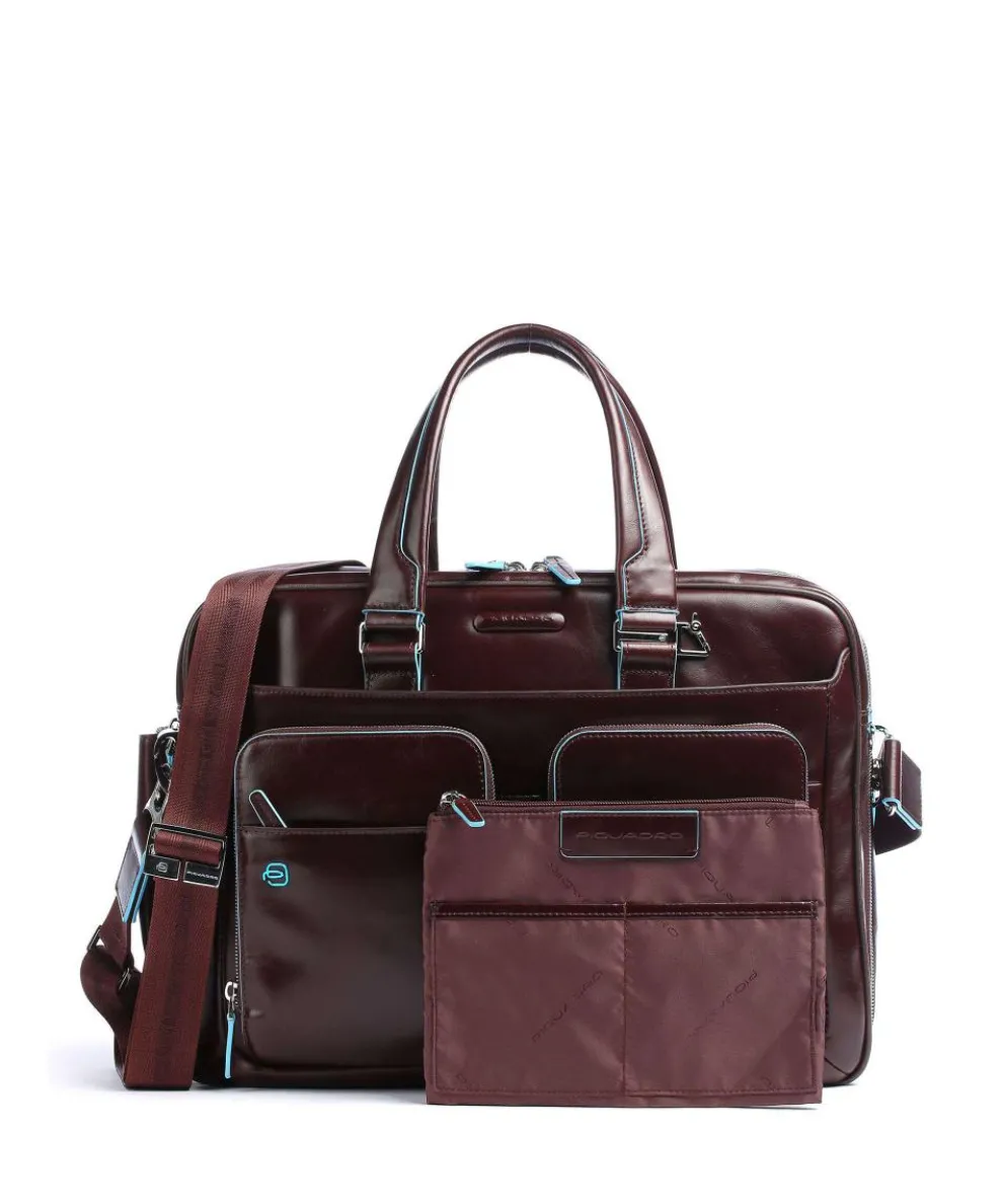 Blue Square Briefcase 16″ leather mahogany