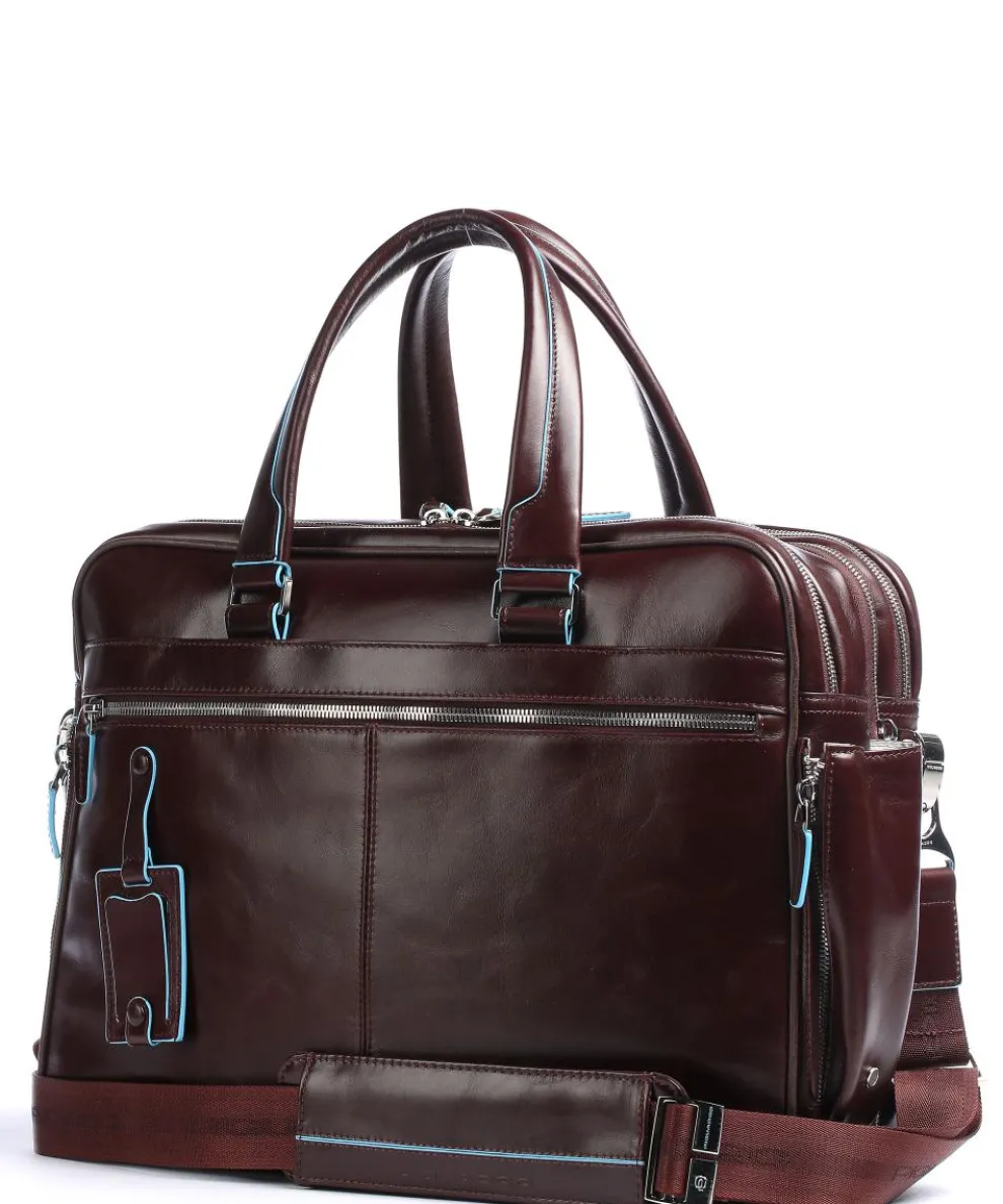 Blue Square Briefcase 16″ leather mahogany