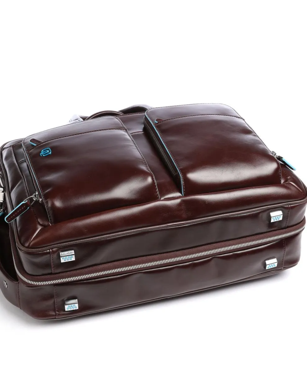 Blue Square Briefcase 16″ leather mahogany