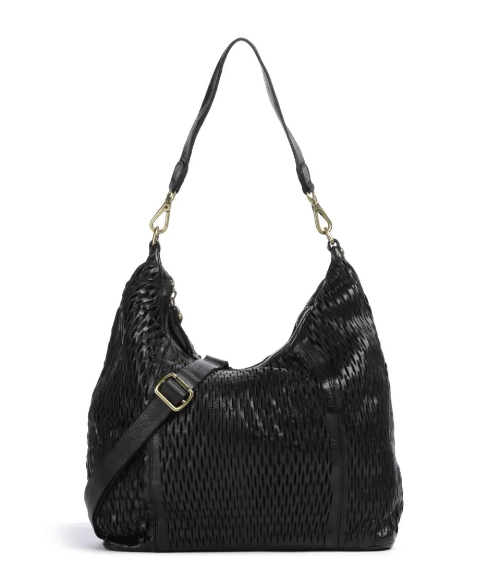 Hobo bag grained cow leather black