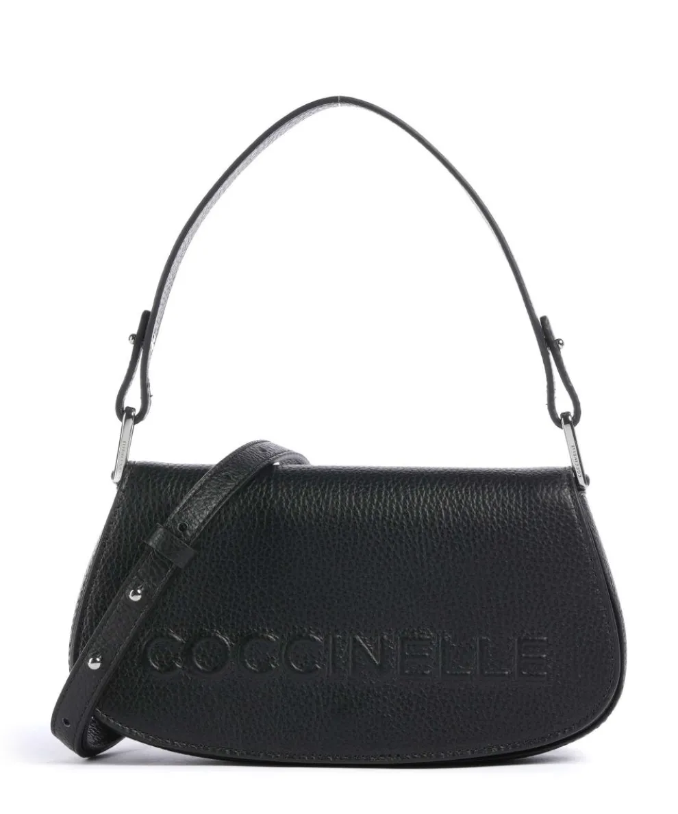 Myrtha Maxi Logo Shoulder bag grained leather black