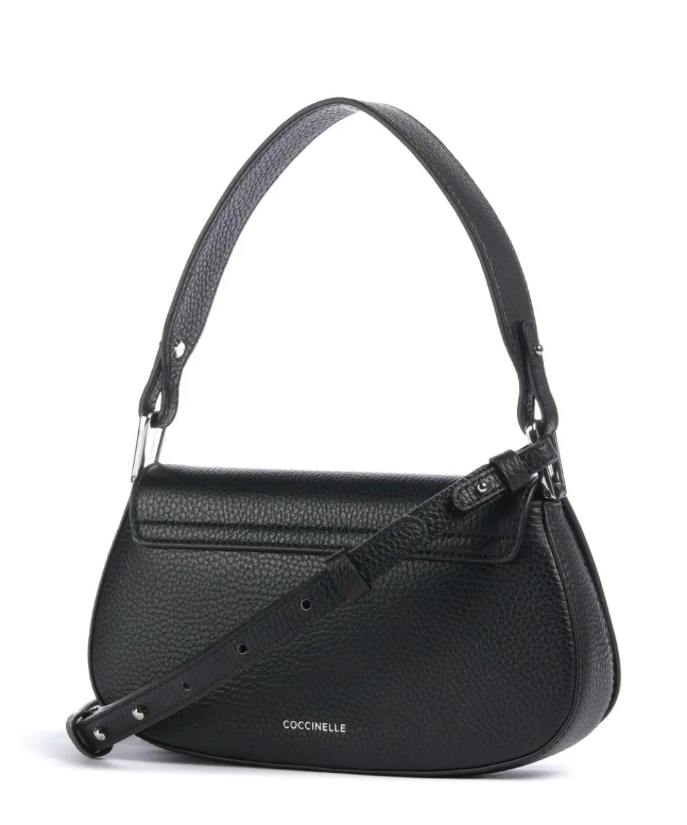 Myrtha Maxi Logo Shoulder bag grained leather black