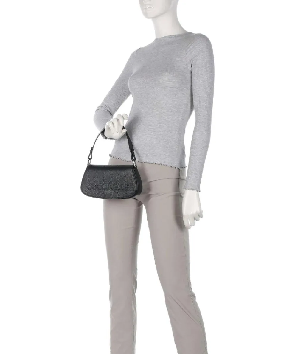 Myrtha Maxi Logo Shoulder bag grained leather black