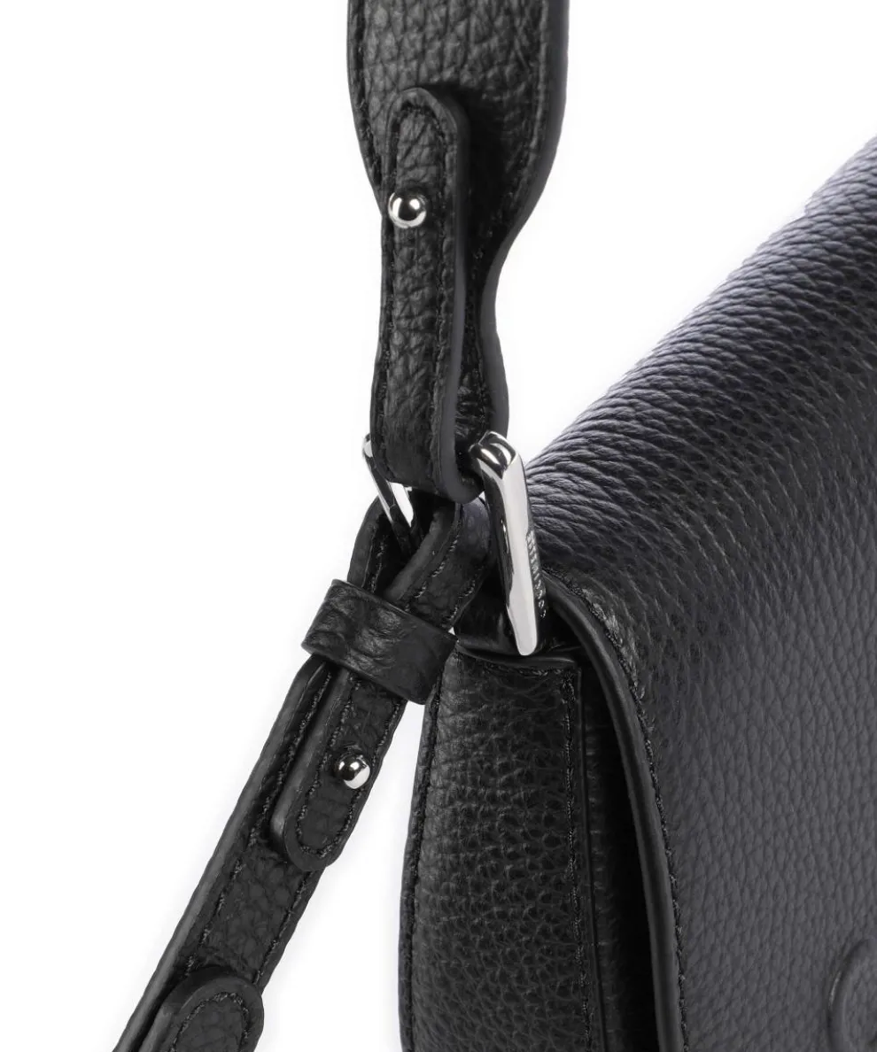 Myrtha Maxi Logo Shoulder bag grained leather black