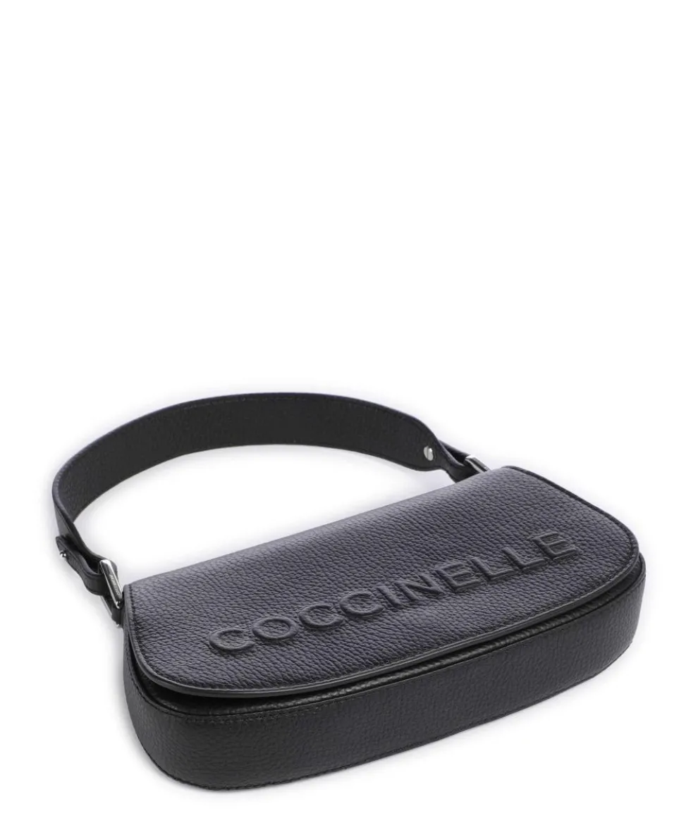 Myrtha Maxi Logo Shoulder bag grained leather black