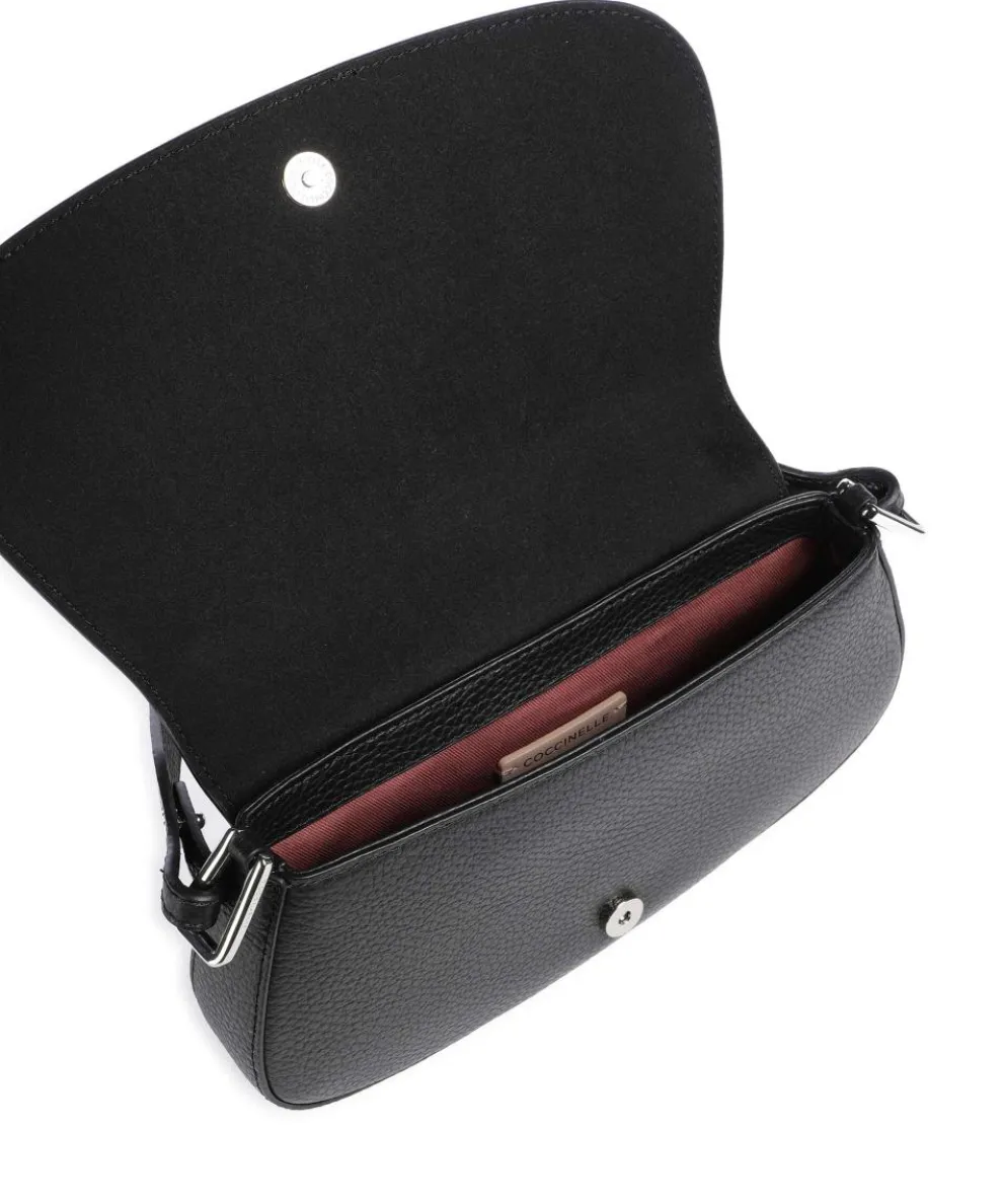 Myrtha Maxi Logo Shoulder bag grained leather black