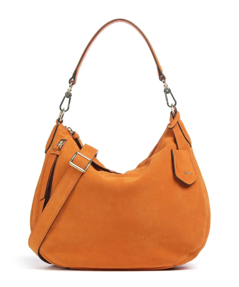 Suede Juna Small Hobo bag brushed leather orange