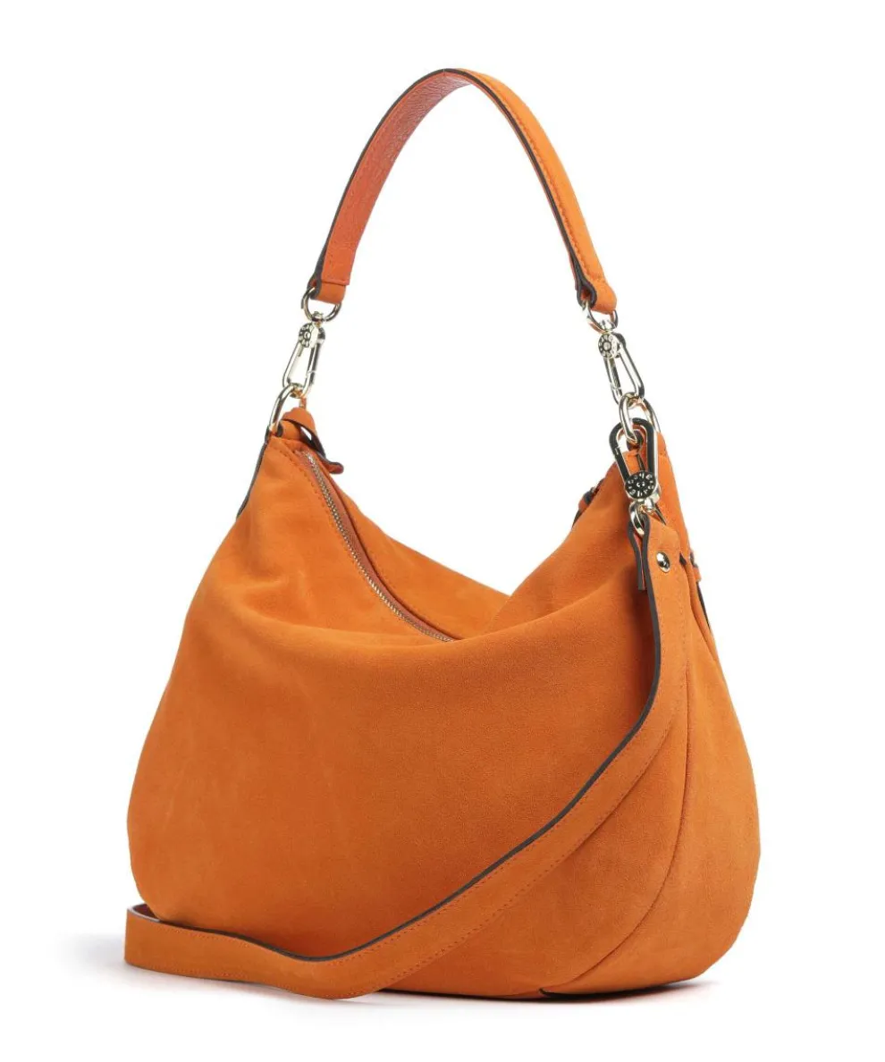 Suede Juna Small Hobo bag brushed leather orange