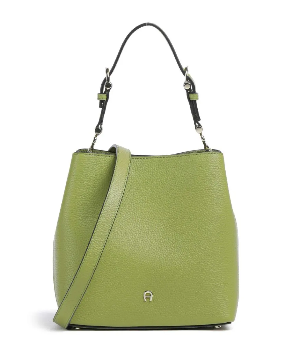 Delia S Bucket bag grained cow leather green