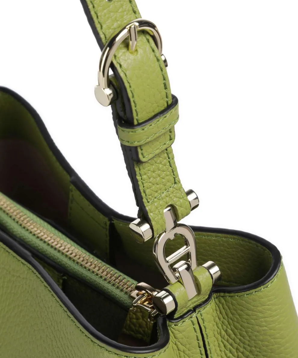 Delia S Bucket bag grained cow leather green