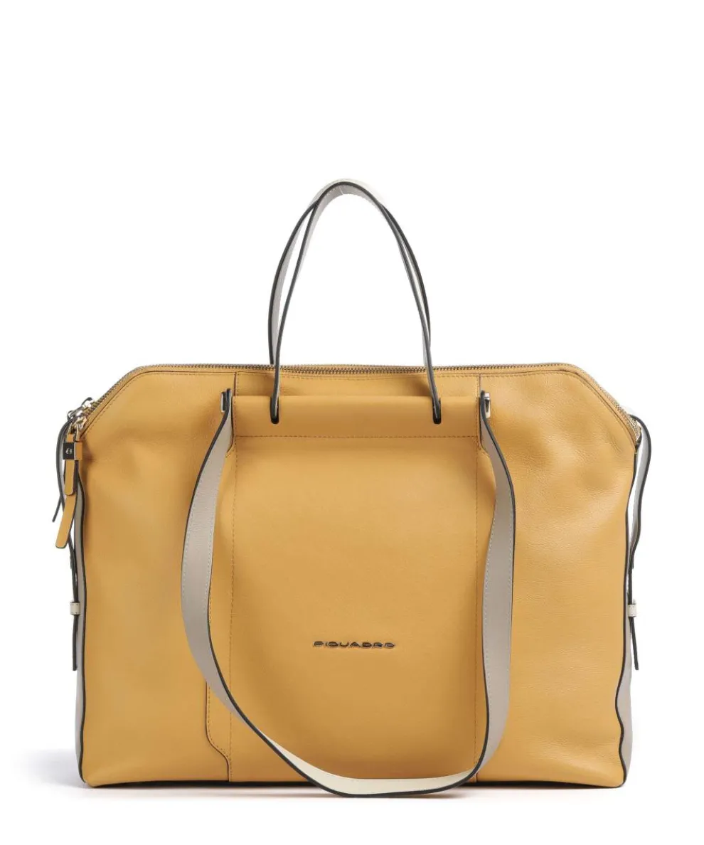 Circle Briefcase 14″ fine grain cow leather ochre