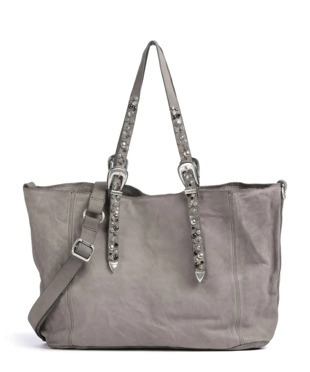 Tote bag grained cow leather grey