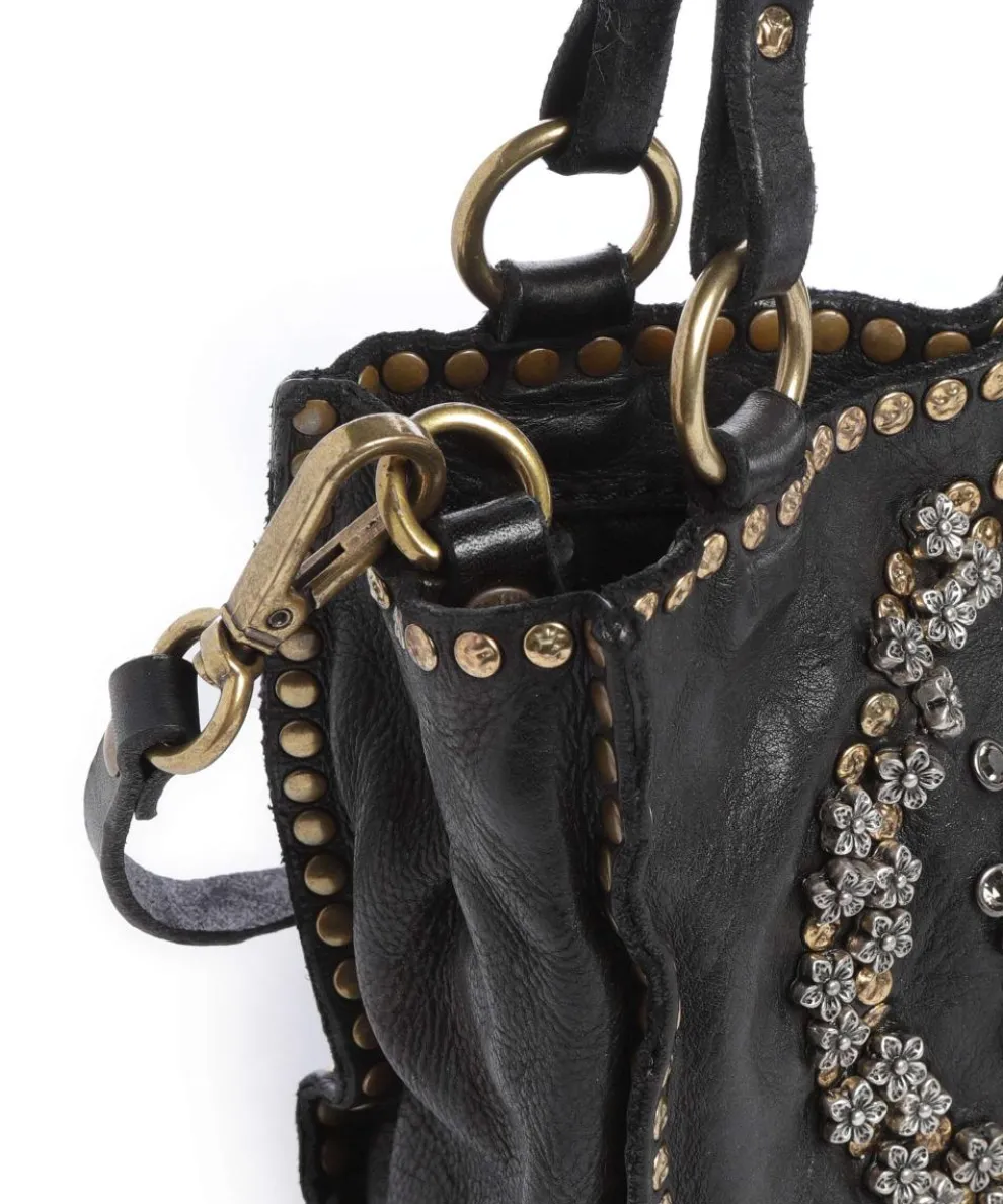 Crossbody bag fine grain cow leather black