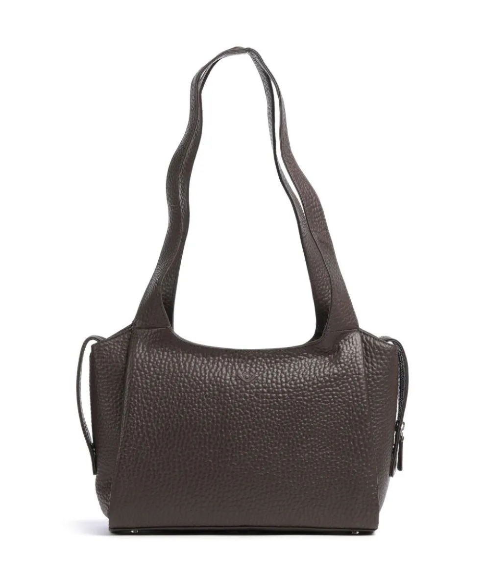Hirsch Adelina Hobo bag grained leather dark brown