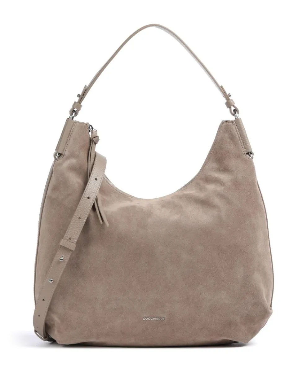 Rebekka Suede Hobo bag brushed cow leather taupe