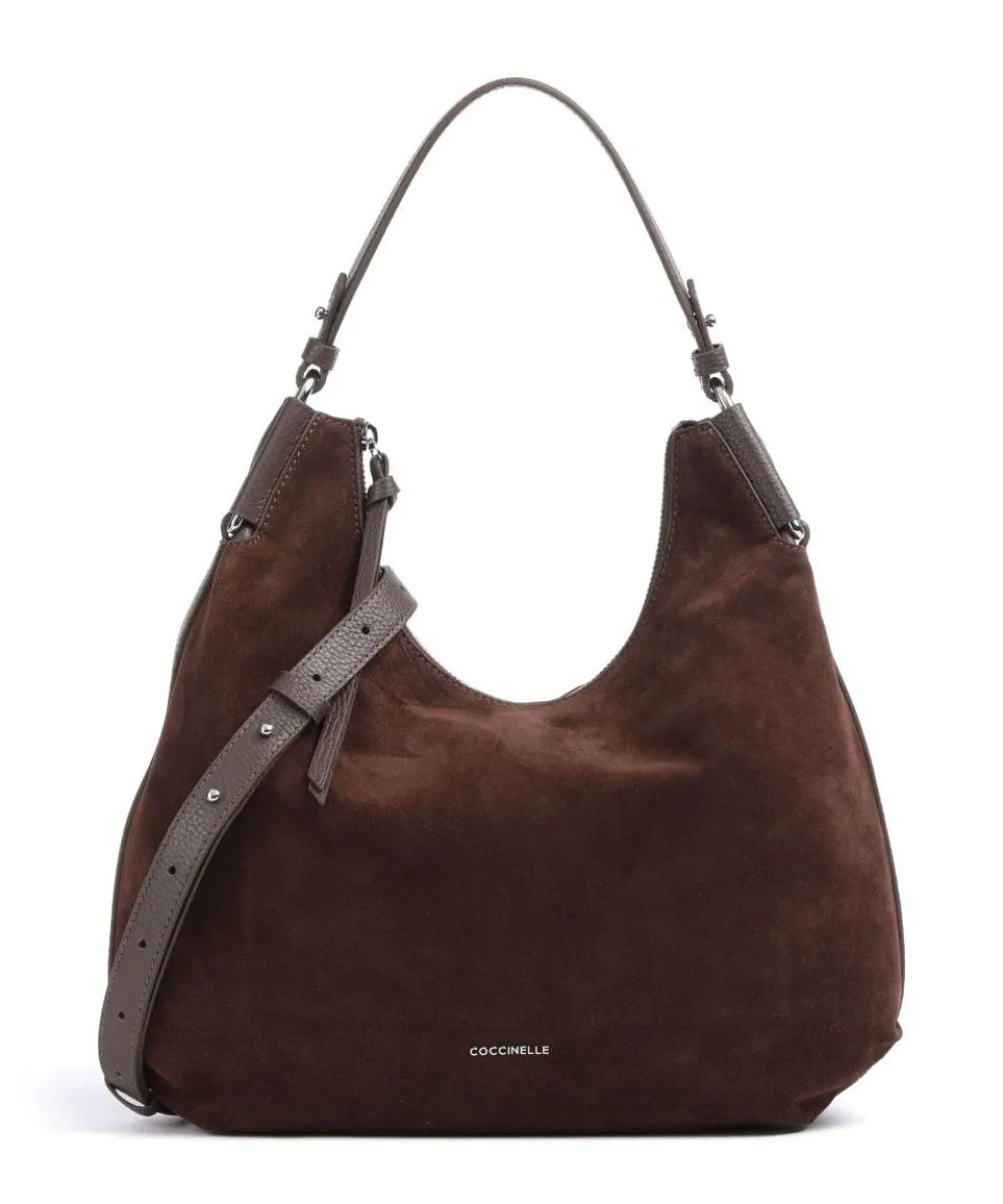 Rebekka Suede Hobo bag brushed cow leather dark brown