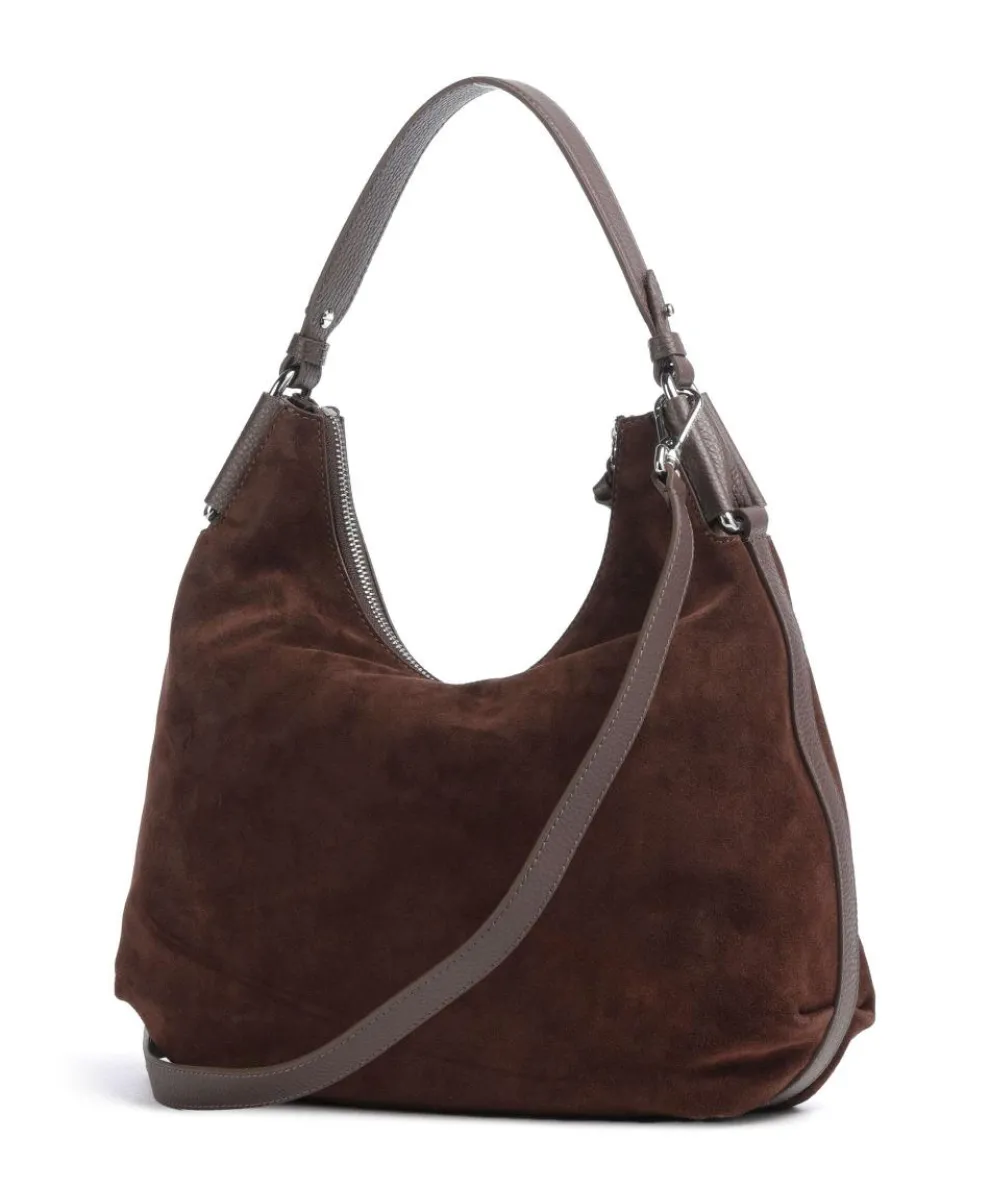 Rebekka Suede Hobo bag brushed cow leather dark brown