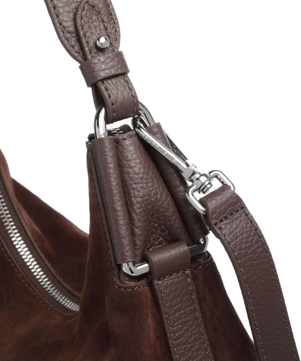 Rebekka Suede Hobo bag brushed cow leather dark brown