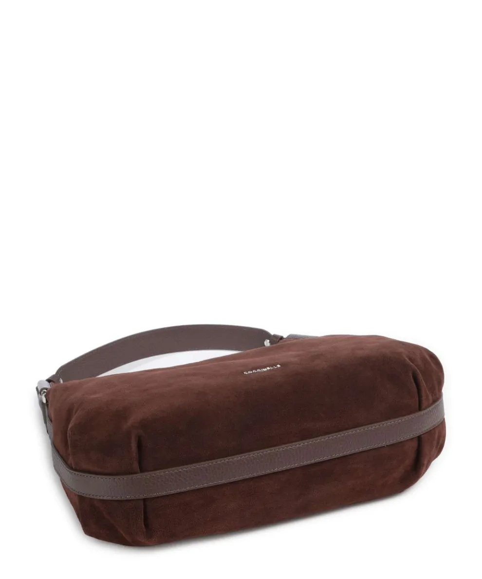 Rebekka Suede Hobo bag brushed cow leather dark brown