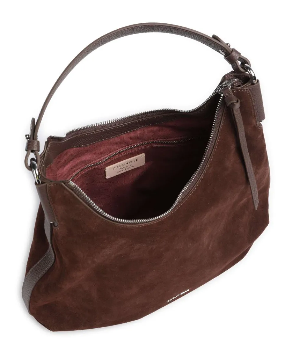 Rebekka Suede Hobo bag brushed cow leather dark brown