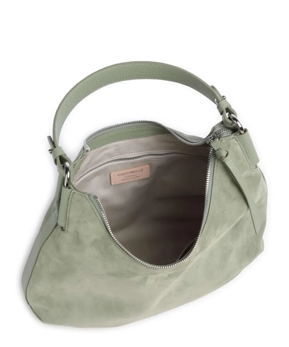 Rebekka Suede Hobo bag brushed cow leather greygreen