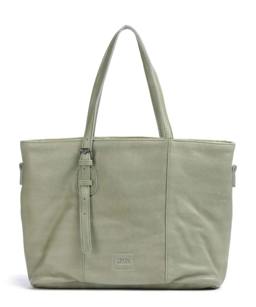 Reversible Tote bag grained leather greygreen