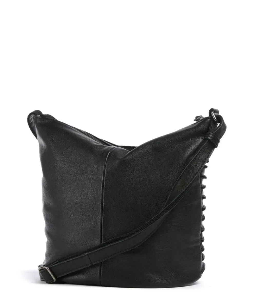 Riffellinchen Crossbody bag grained cow leather black