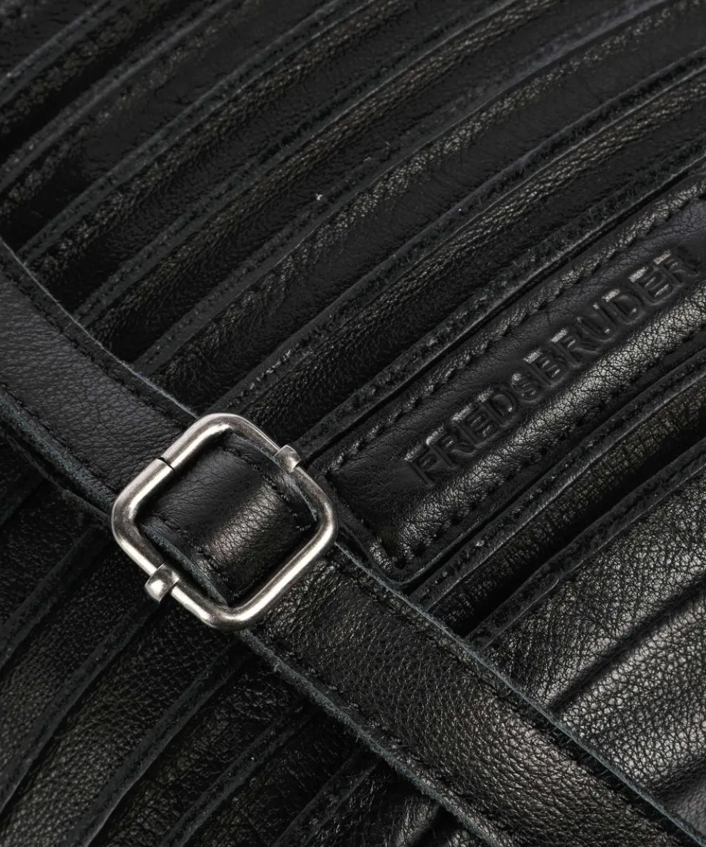 Riffellinchen Crossbody bag grained cow leather black