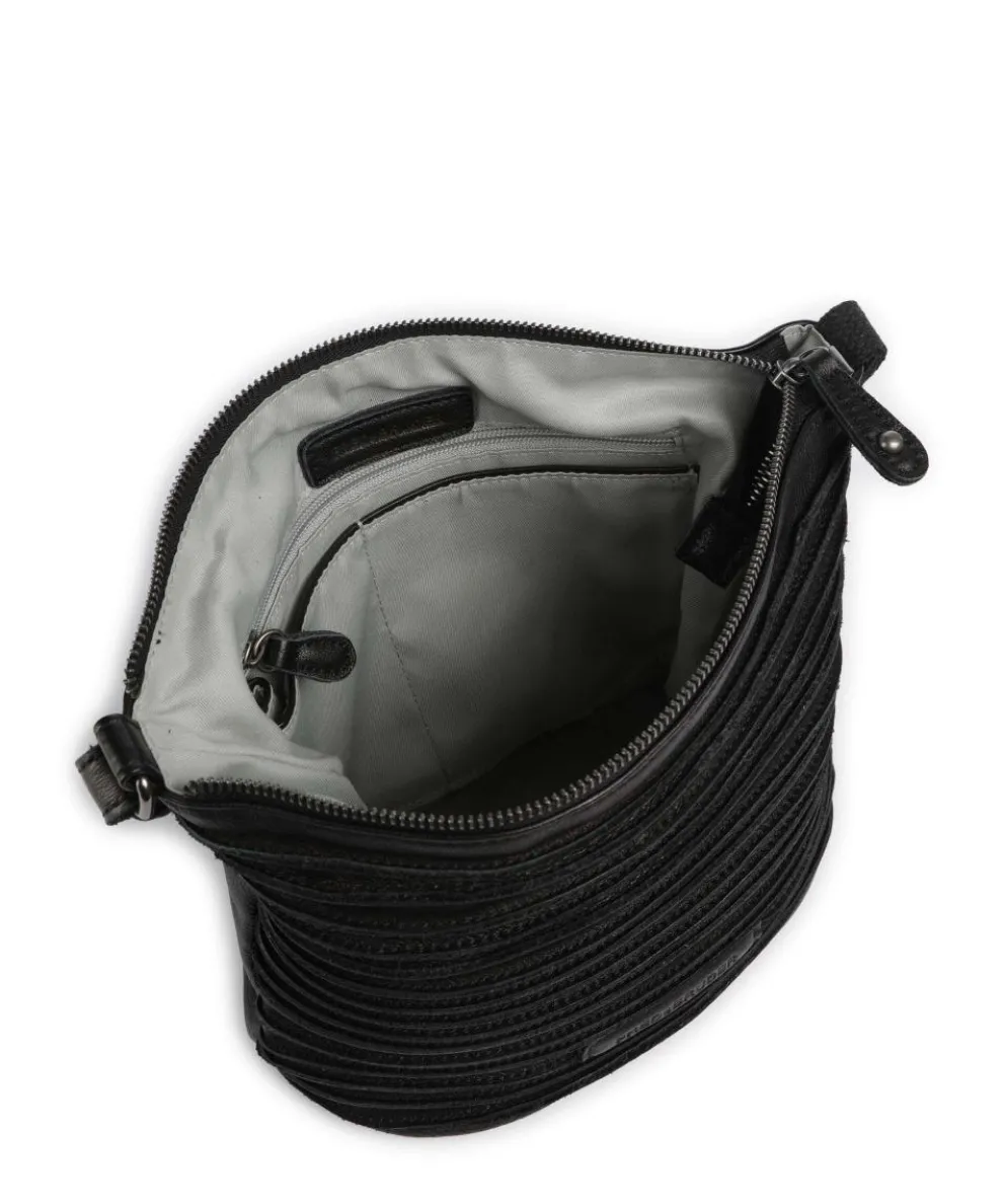Riffellinchen Crossbody bag grained cow leather black