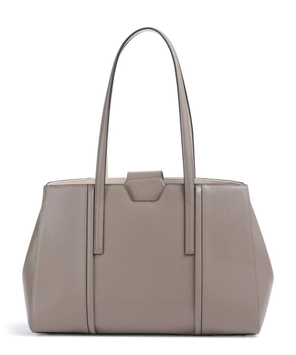 Riva L Tote bag grained leather taupe