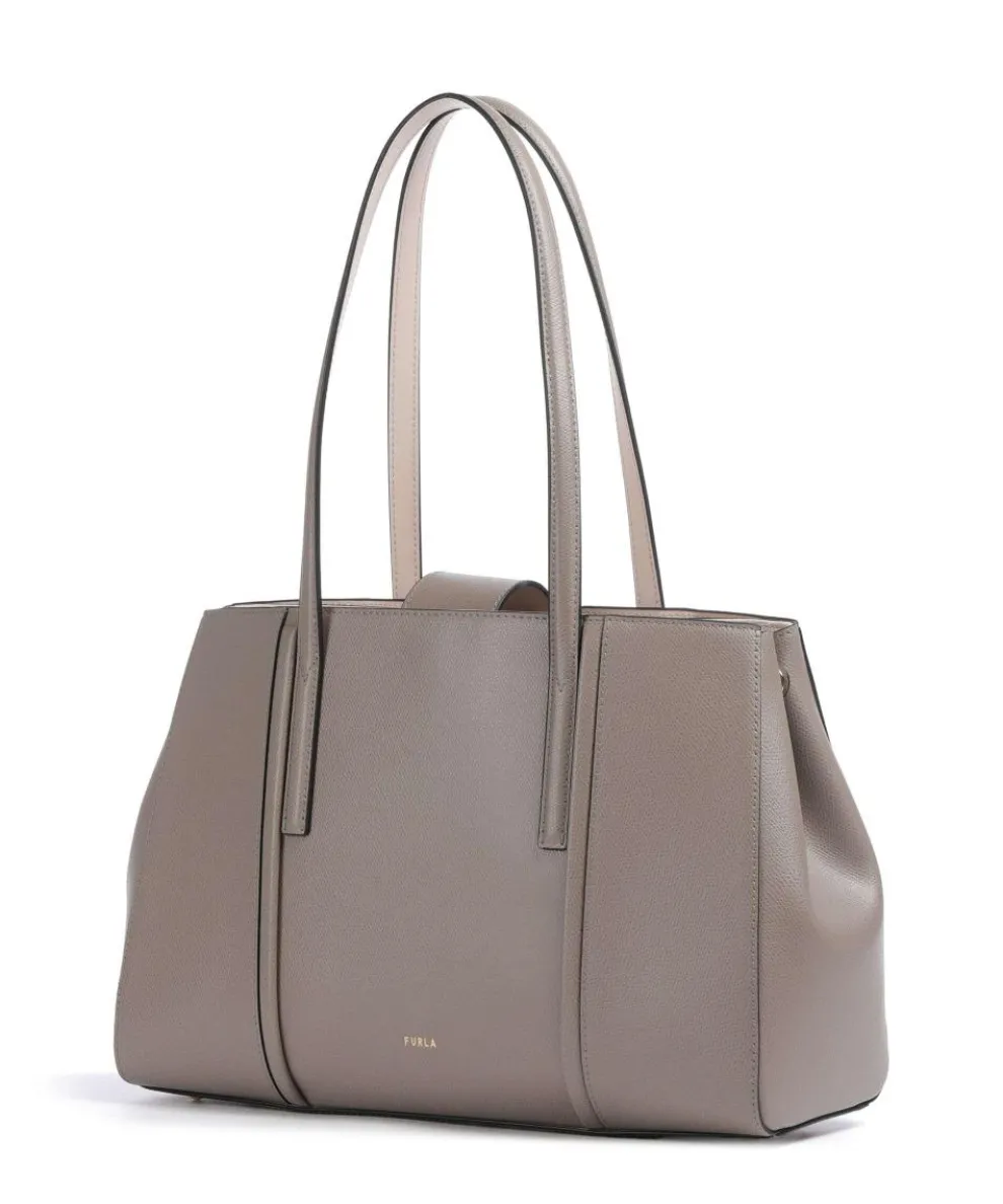Riva L Tote bag grained leather taupe