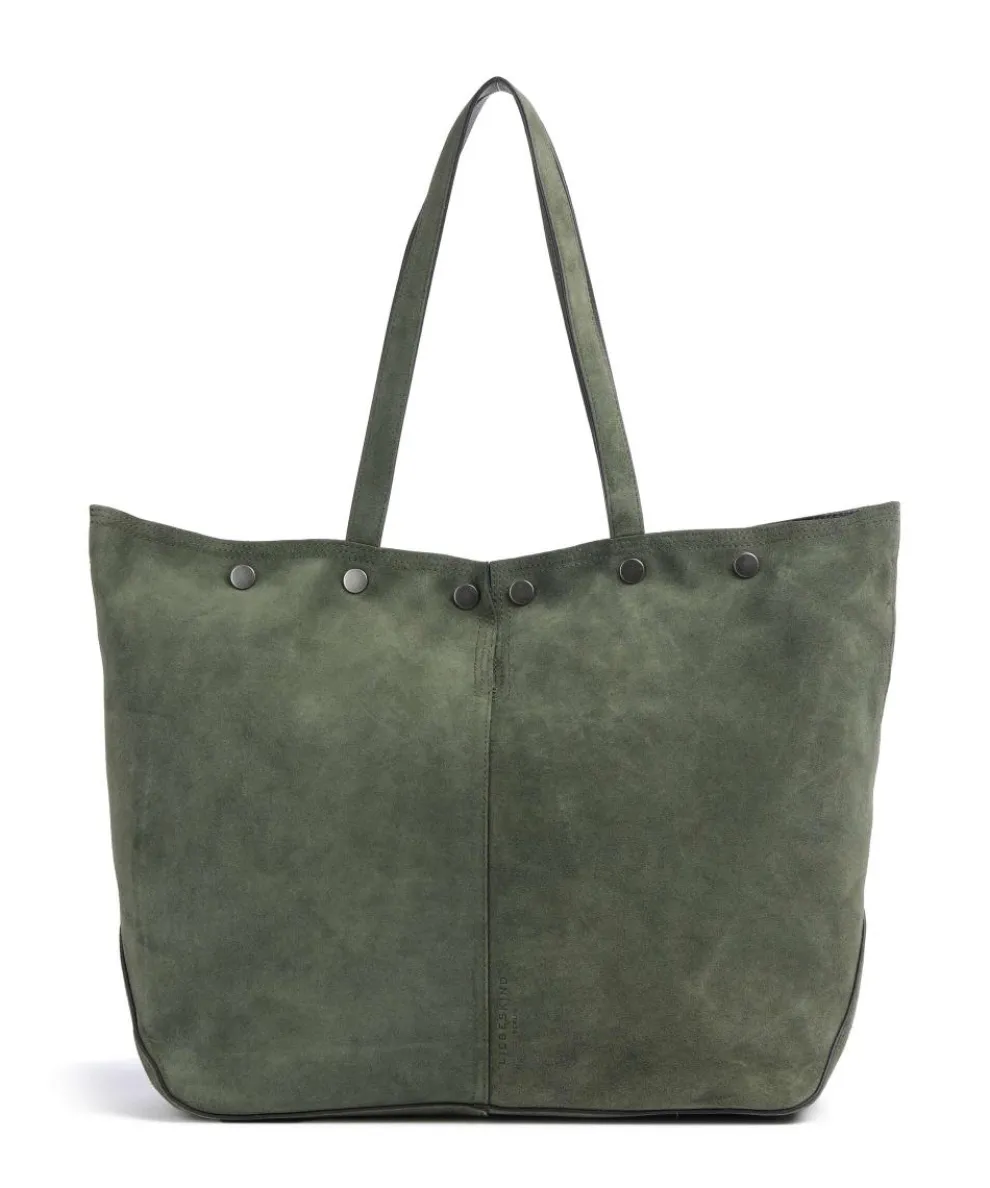 Rive Suede L Tote bag brushed leather dark green