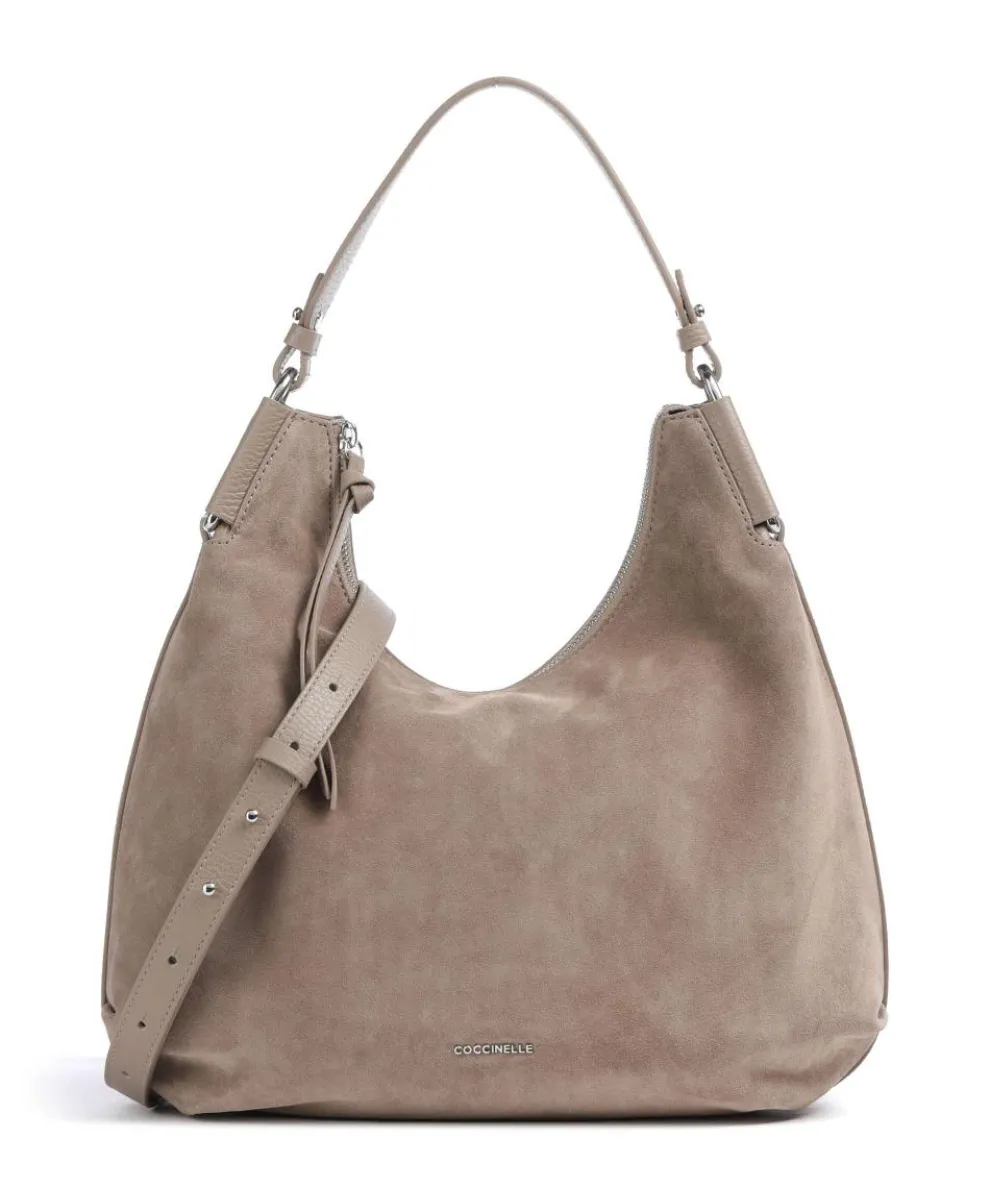 Rebekka Suede Hobo bag brushed cow leather taupe