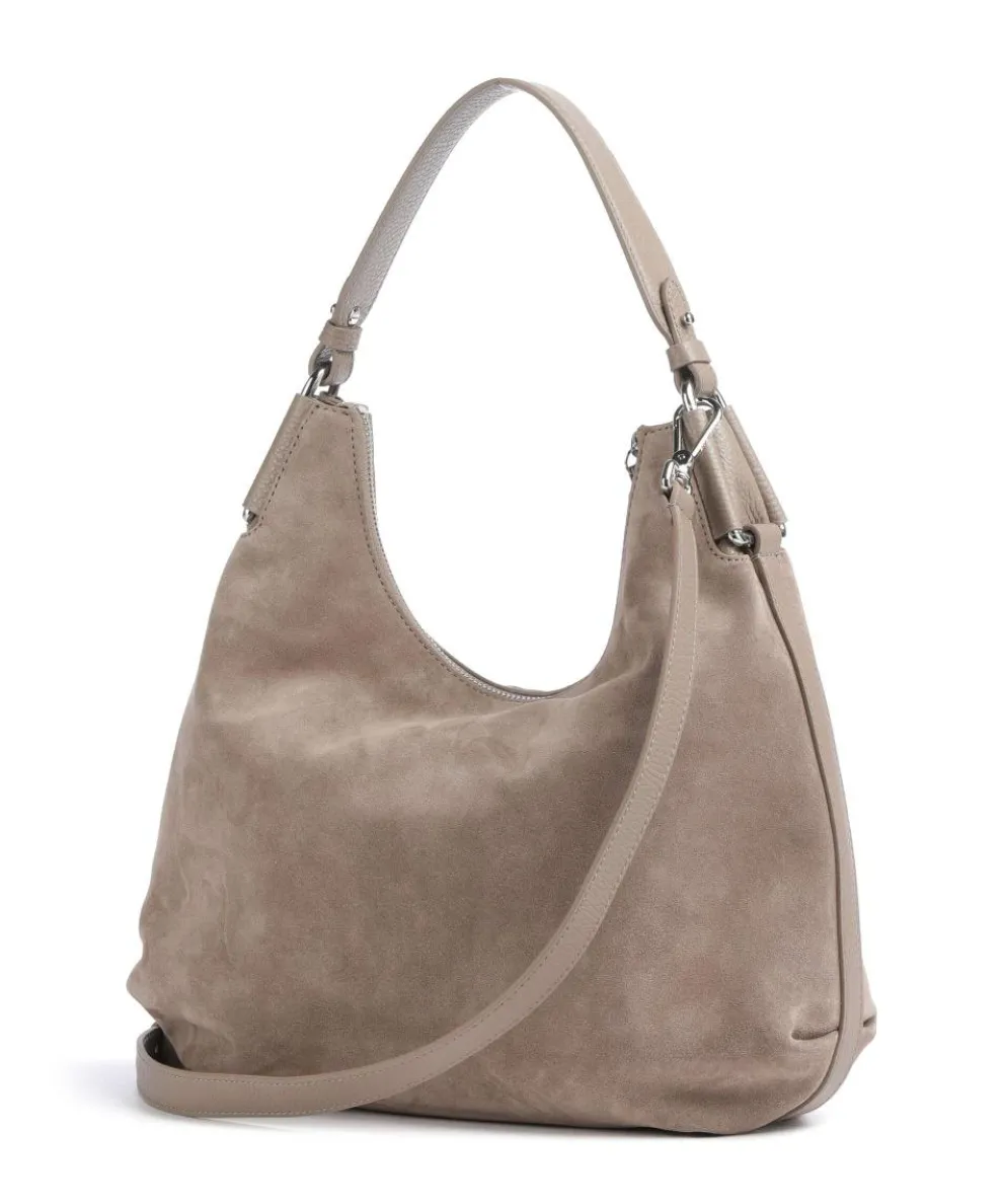 Rebekka Suede Hobo bag brushed cow leather taupe