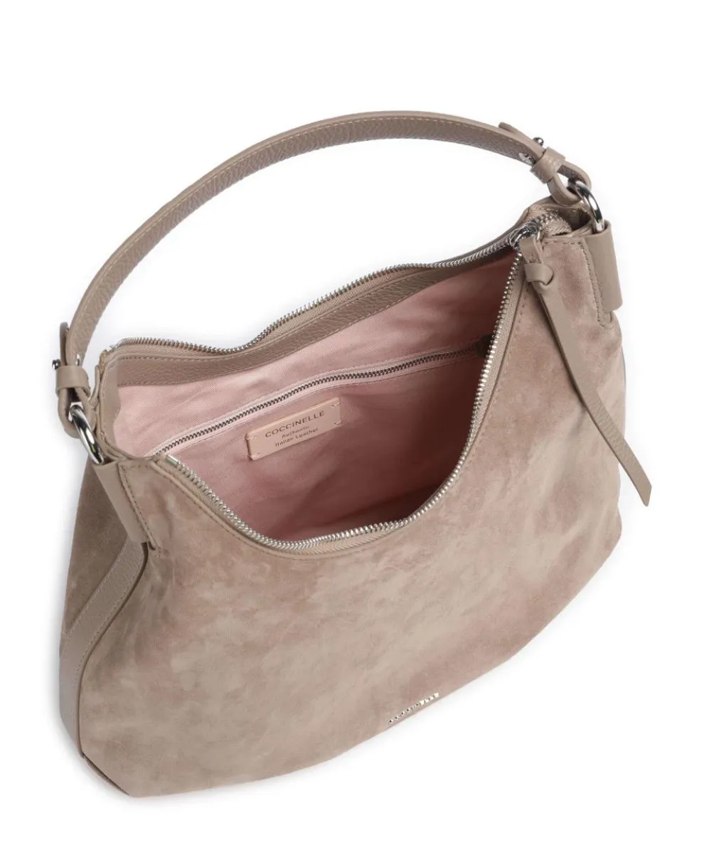 Rebekka Suede Hobo bag brushed cow leather taupe