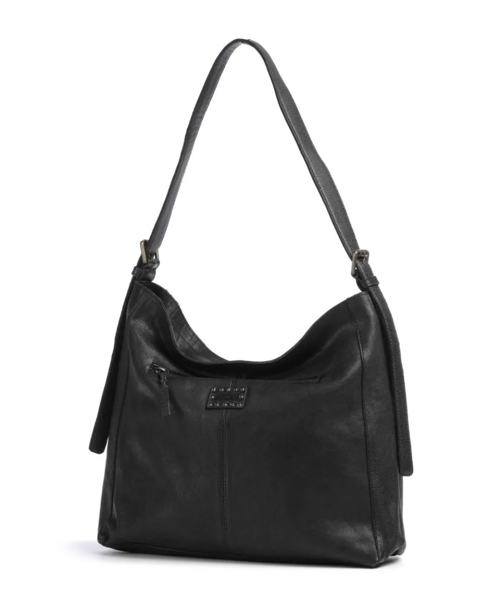 Herzweg 2 Hobo bag grained leather black