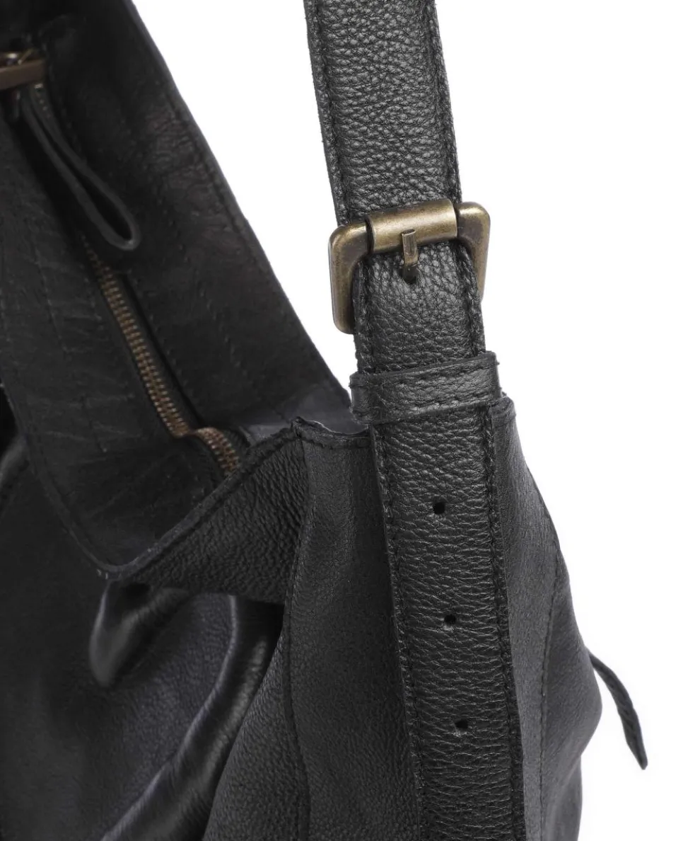 Herzweg 2 Hobo bag grained leather black