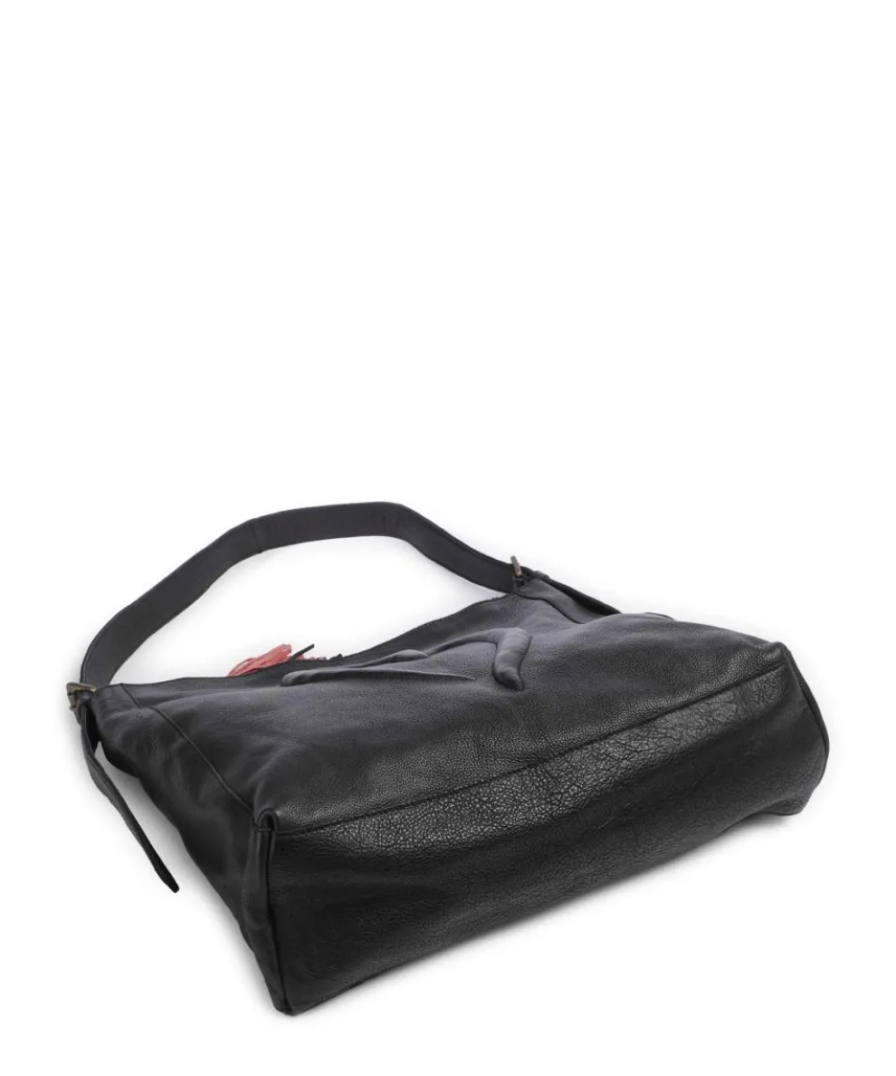 Herzweg 2 Hobo bag grained leather black
