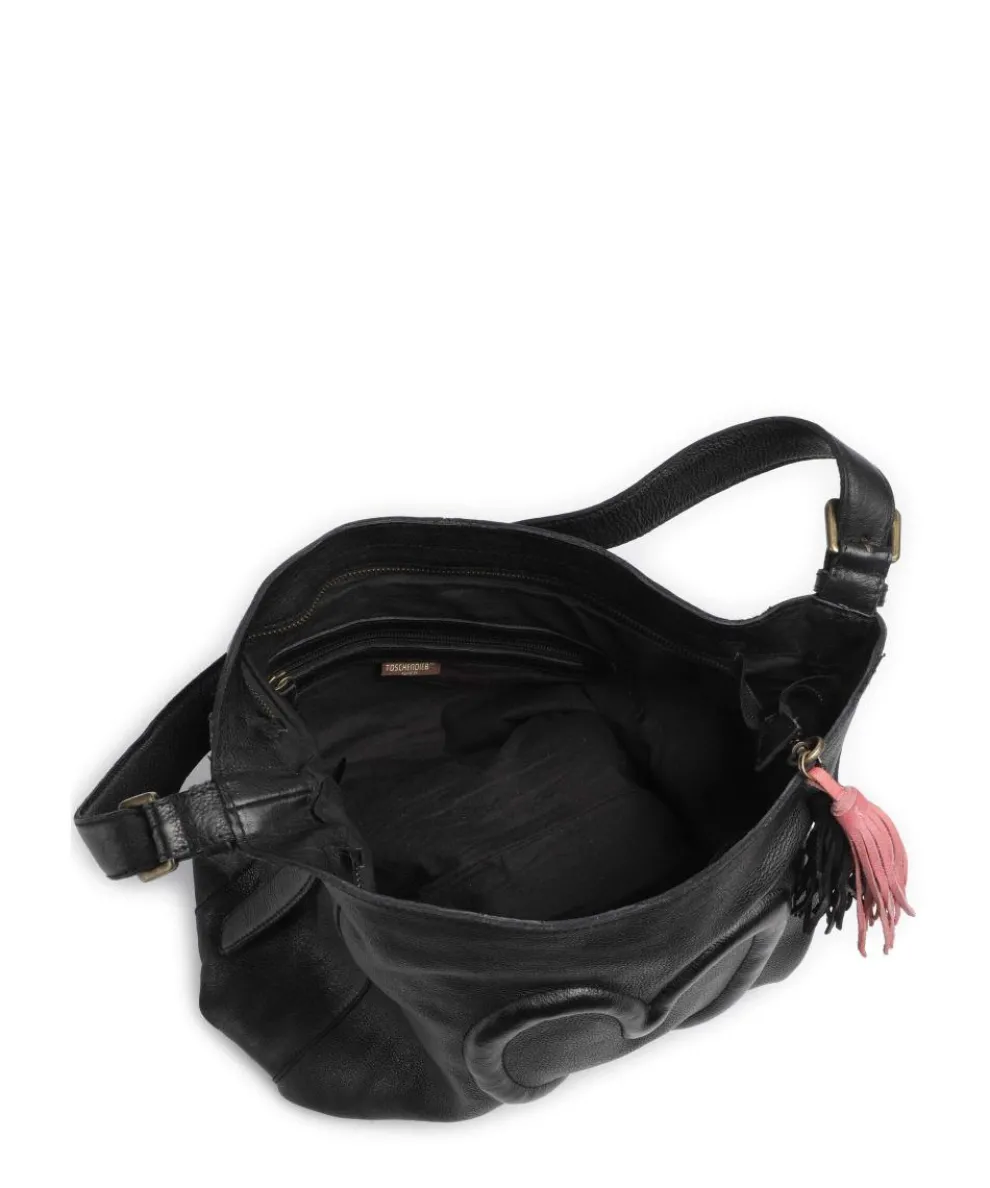 Herzweg 2 Hobo bag grained leather black