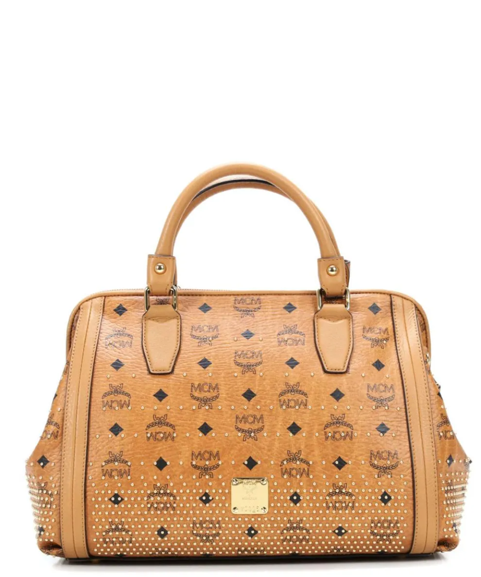 Gold Visetos Handbag imitation leather cognac