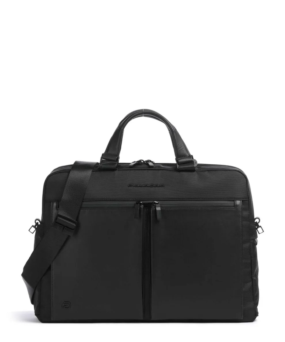S136 Briefcase 16″ nylon, cow leather black
