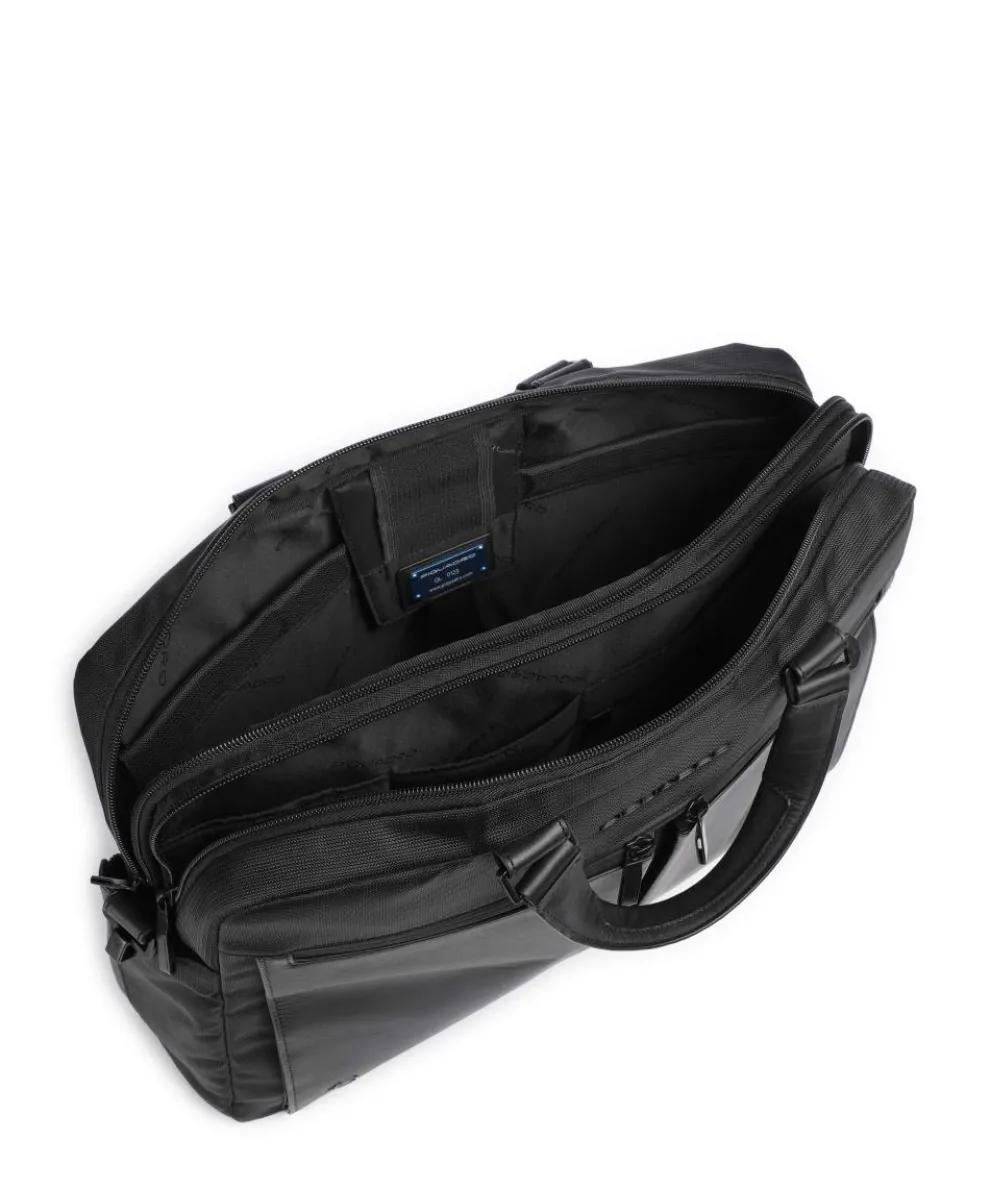 S136 Briefcase 16″ nylon, cow leather black