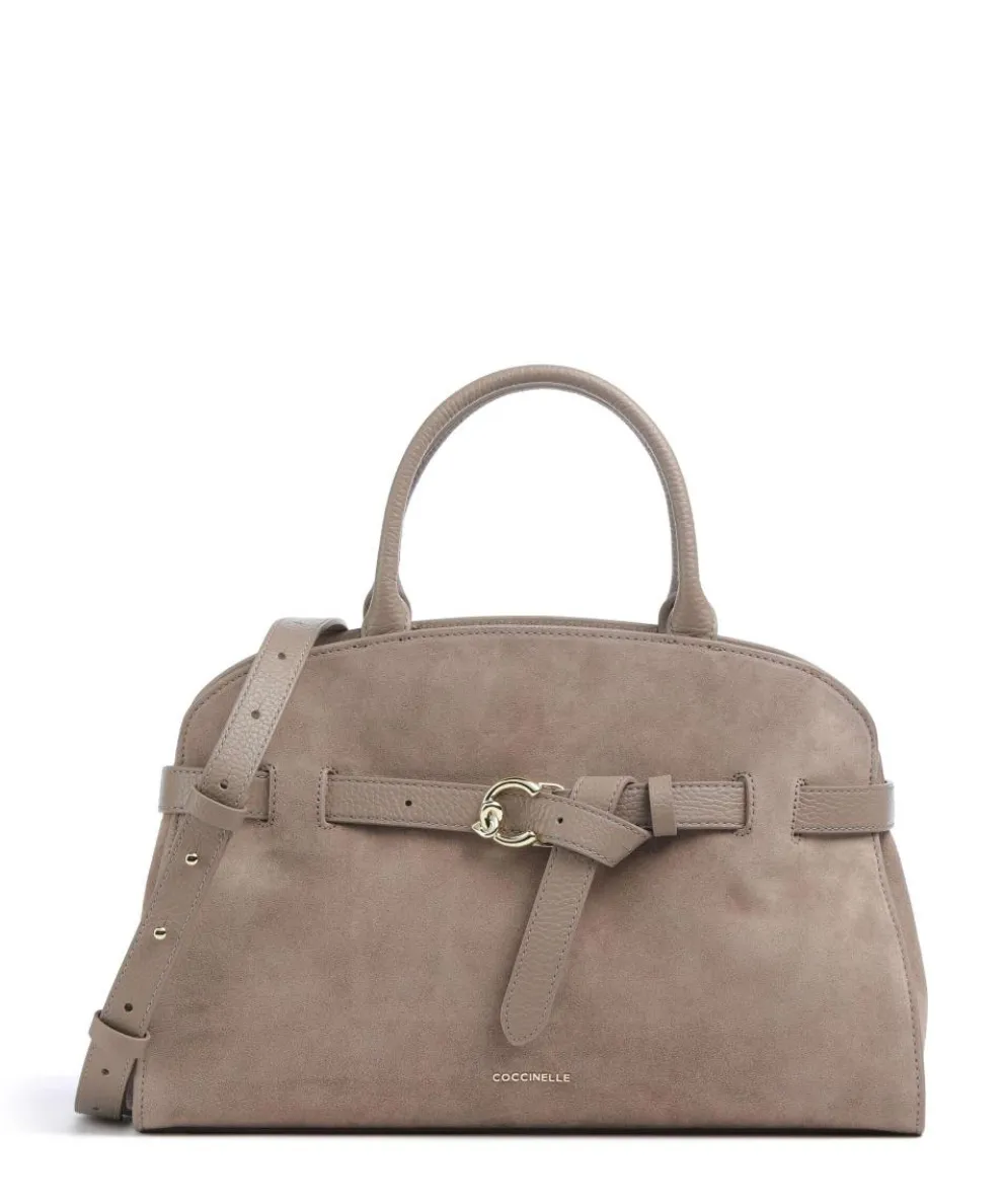 Sabine Suede Handbag brushed leather taupe