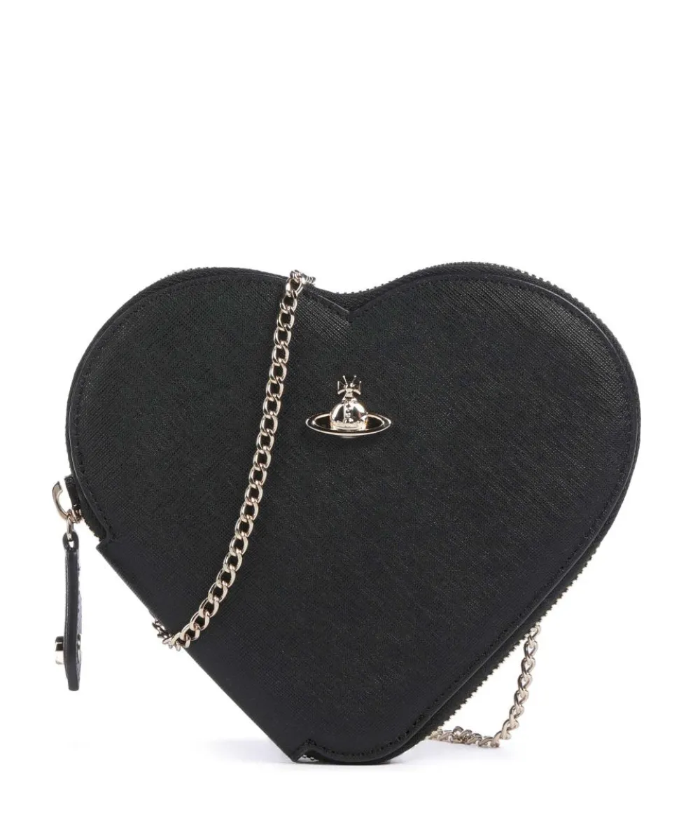 Saffiano Heart Crossbody bag fine grain cow leather black
